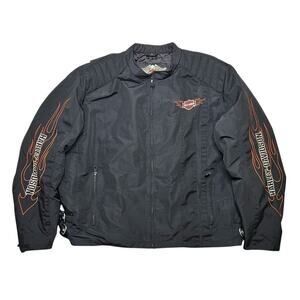 Harley Davidson Genuine Motorclothes Jacket Bikercore Embroidered Flames 3XL